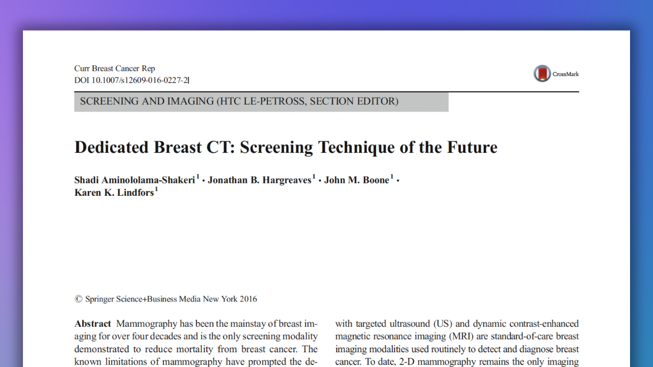 Breast CT: Screening Technique of the Future, Current Breast Cancer Reports