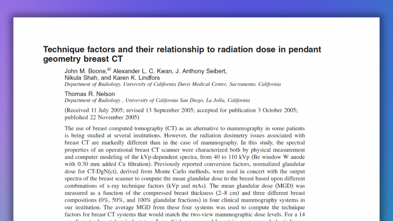 Radiation Dose in Breast CT, Medical Physics